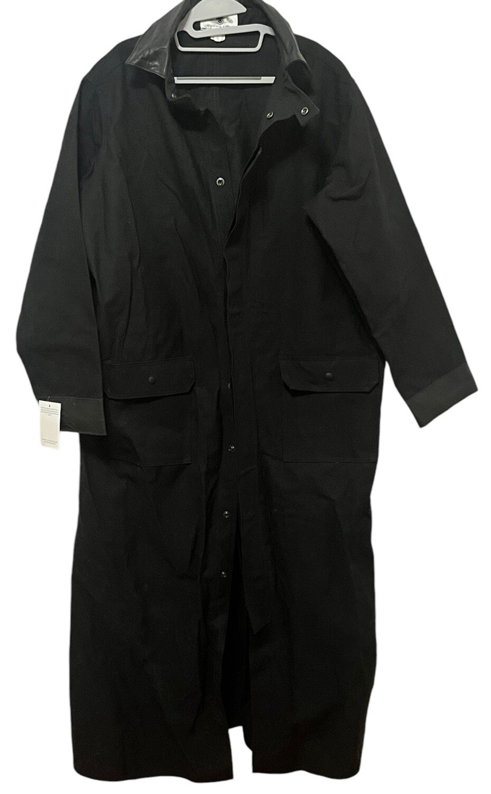 Nwt Cattle Kate Storm Shooter Canvas Coatmen Lblack Leather Trim Long Western